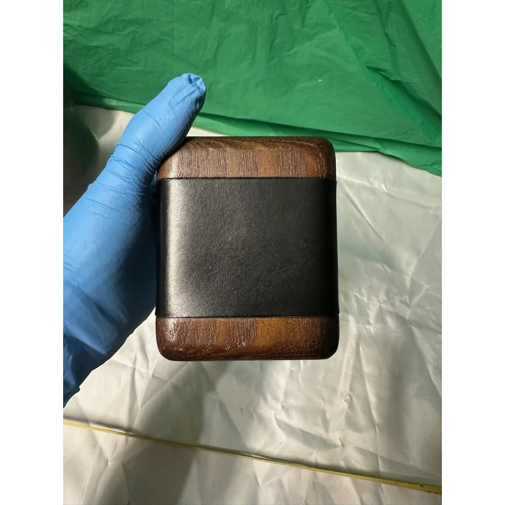 Dacasso‎ Wooden Square Desk Organizer Pen Holder Dark Wood Office Accessory